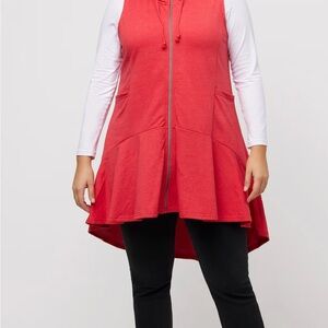 Ulla Popken Red Sleeveless Sweatshirt dress